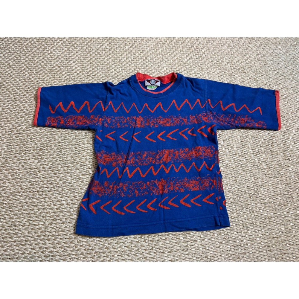 Vintage Freeze Max Active Kids Blue Geometric Zigzag T-Shirt skate surf 90's 8